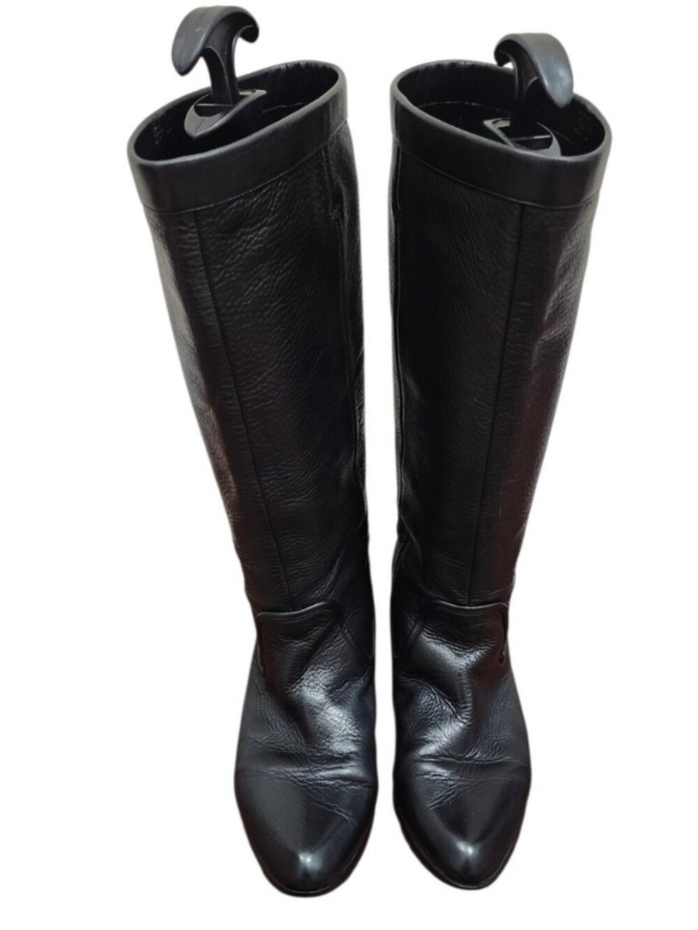 Frye Cindy Slouch Tall Riding Boots Black Pebbled Leather Knee High Women’s 8.5 - Picture 2 of 15